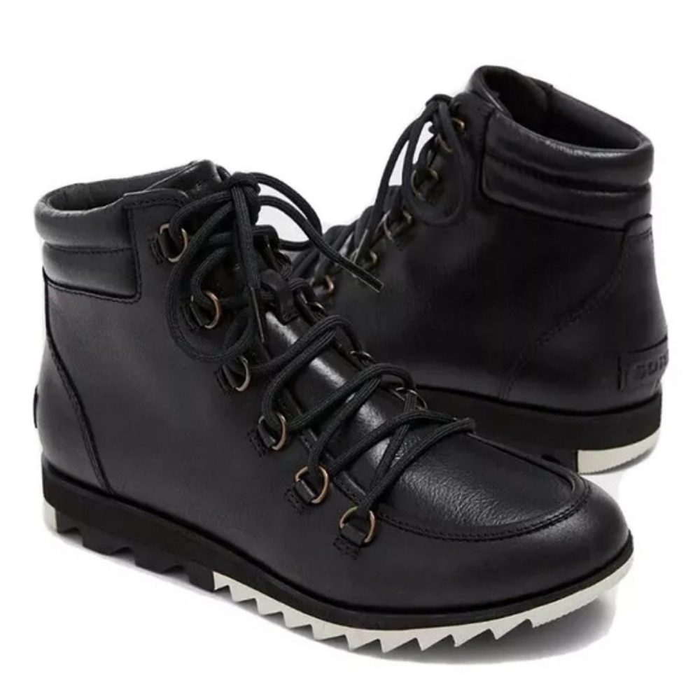 Sorel Black Leather Lace-Up Ankle Boots